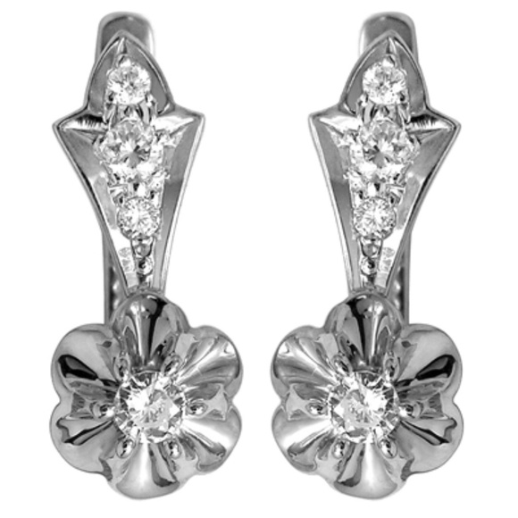 14k Solid White Gold Genuine Diamond Earrings